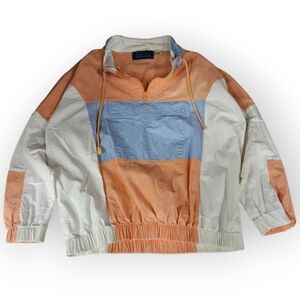 Vtg Gitano Orange and Blue 1/4 Zip Wind Jacket - M
